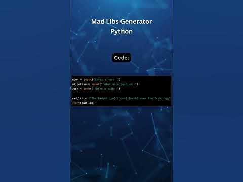 How to Create a Mad Libs Generator in Python #coding #gaming #code # ...