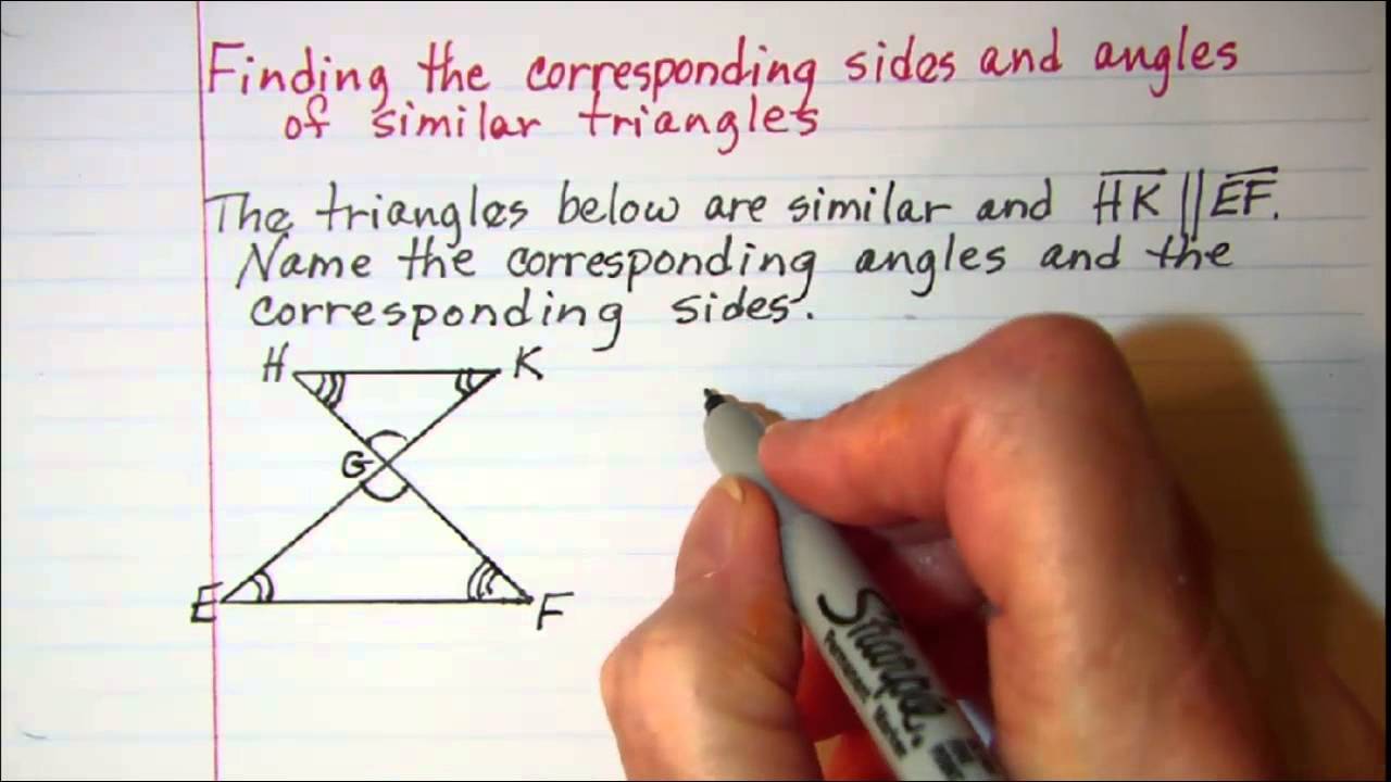 Finding The Corresponding Sides And Angles Of Similar Triangles