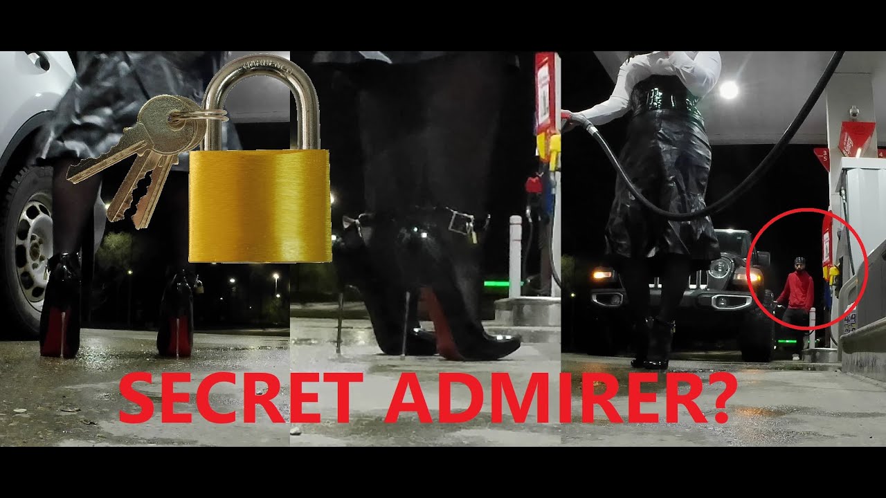 Secretary LOCKED in 6 inch extreme stiletto high heels on a rainy night