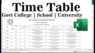 how to make a timetable on excel