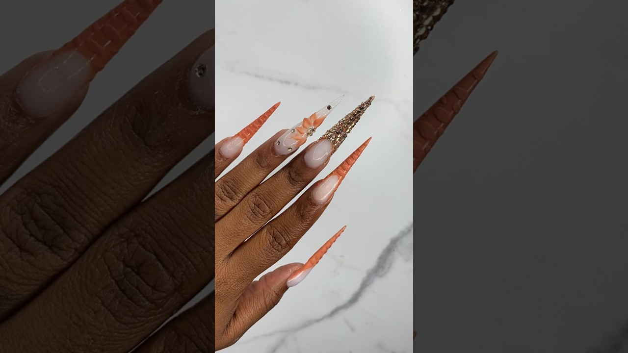 Acrylic Fall Stiletto Nails 