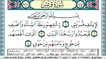 سورة قريش مكتوبة  Surah Koraish ابو بكر الشاطري Abu Bakr Al-Shatri | القرآن الكريم