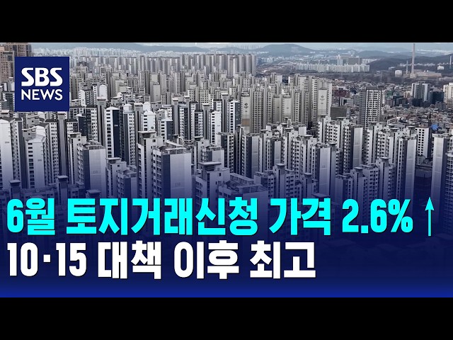6월 토지거래신청 가격 2.6%↑..10·15 대책 이후 최고 / SBS 12시뉴스
