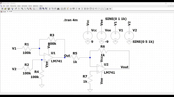 LTspice tutorial 25: Transient analysis simulation of differential amplifier circuit using LM741