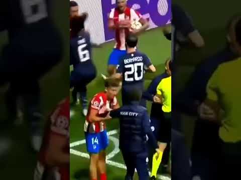 #shorts Atletico Madrid vs man city leg 2 kicking spitting and police officers were in the tunnel