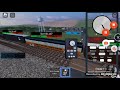 ro scale b&lc sd40-2 peads long ex santa fe train with a lot of fallen flag cars