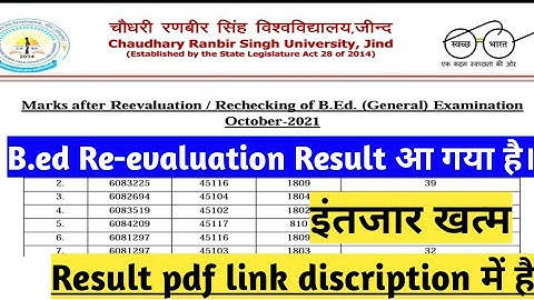 crsu today B.ed Re-evaluation result update