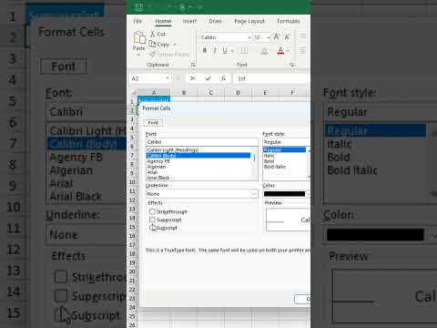 Superscript in Excel
