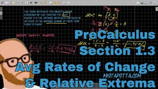 Precalculus - Section 1.3 - Average Rate of Change and Relative Extrema