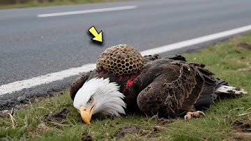 An Eagle Was Lying On The Highway And On His Back There Was A Hive Nobody Expected That