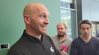 Michigan State rush ends coach Chad Wilt talks spring football