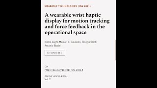 A wearable wrist haptic display for motion tracking and force feedback in the operati... | RTCL.TV