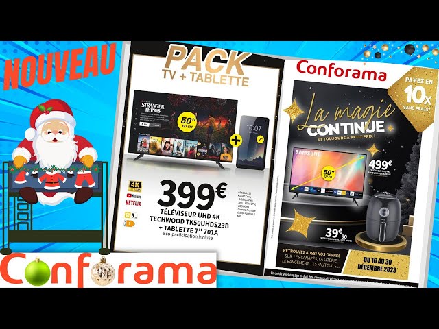 Promo TÉLÉVISEUR UHD 4K TECHWOOD TK50UHDS23B + TABLETTE 7 701A chez  Conforama