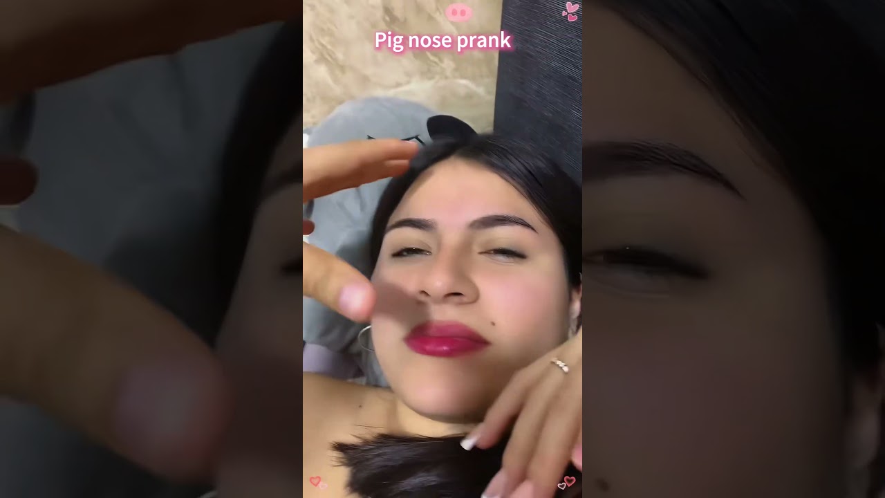 Playing a pig nose prank on my girlfriend.#Pig nose#mischief#funny#trend#USA