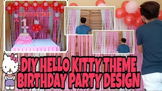 DIY HELLO KITTY THEME BIRTHDAY DESIGN | HOME PARTY DECORATION IDEAS | SIMPLE, QUICK AND EASY
