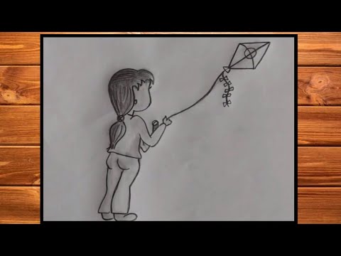 Aggregate 62+ simple kite flying drawing