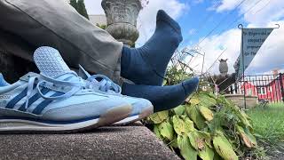 Enjoying My New Baby Blue Adidas SL - 72 Shoes In The Yard!