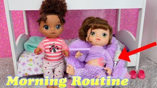 Baby Alive twins Morning Routine Feeding and changing