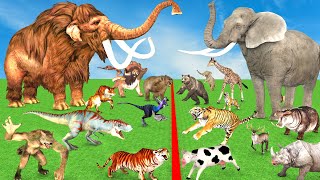 Prehistoric Mammals vs Modern Mammals Mammoth Elephant Dinosaur Size Comparison Animal Epic Battle