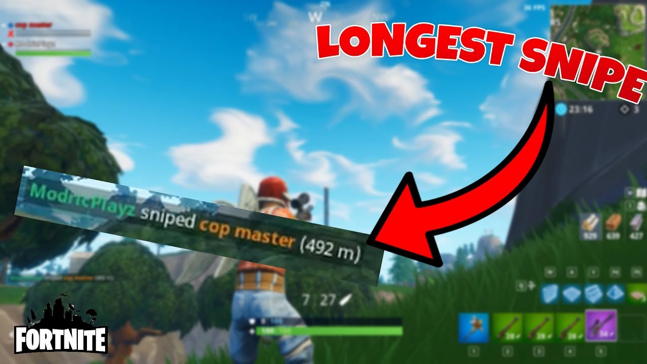 Fortnite: *LONGEST SNIPE* 492 m (Playgrounds) - YouTube