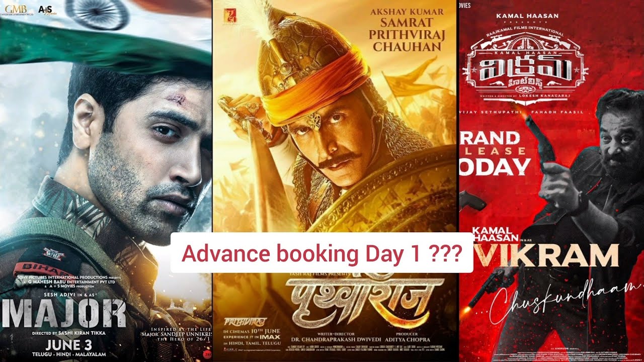 Prithviraj vs Major vs Vikram Advance booking Comparison Review. 