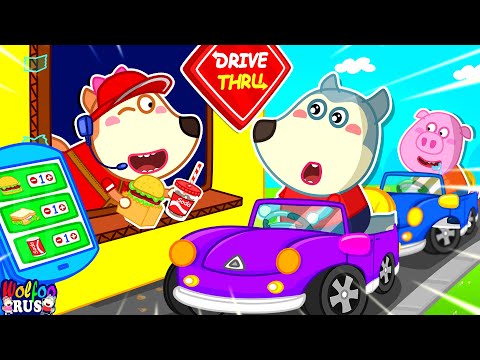 Видео: УХ ТЫ! Вулфу открыл закусочную McDonald's Happy Meal Drive Thru! | Wolfoo Russian