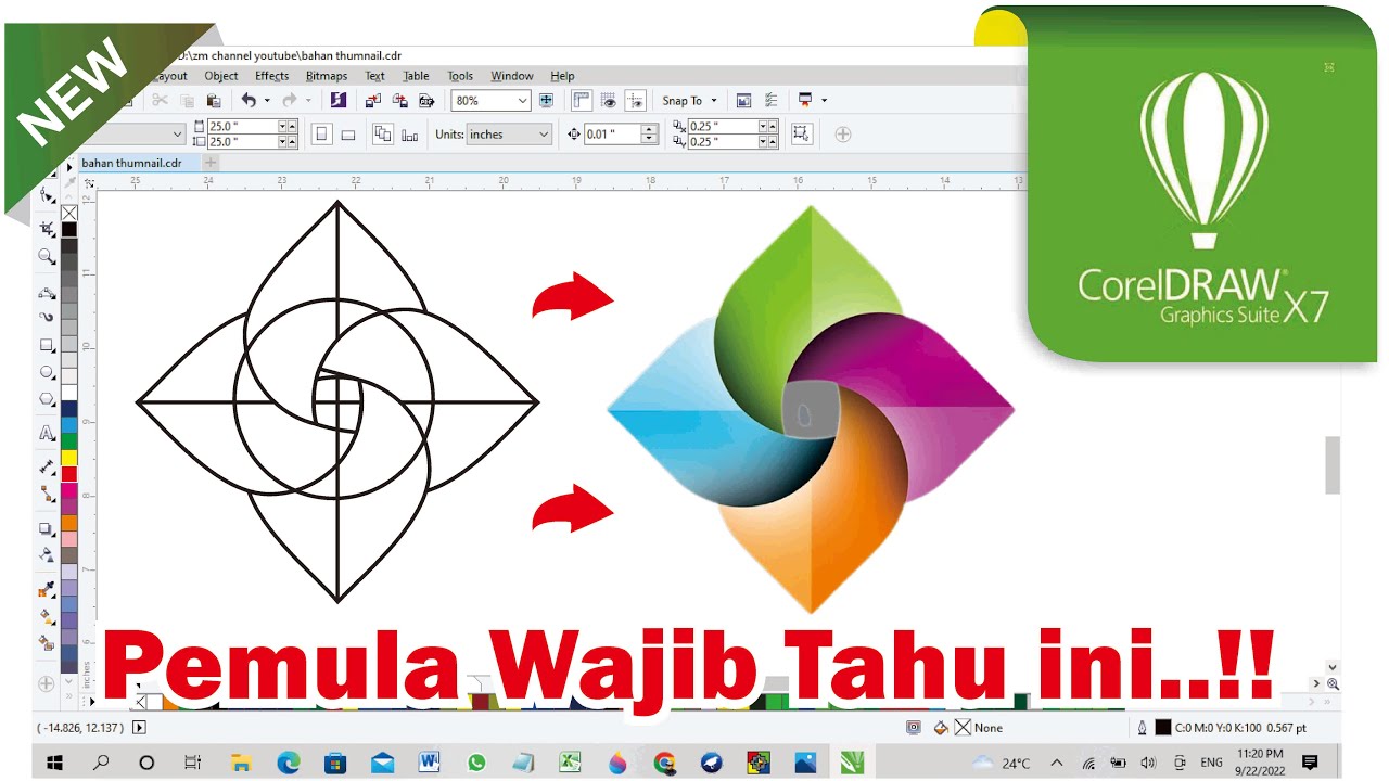 totorial membuat logo di coreldraw x7 | tutorial corel draw untuk pemula