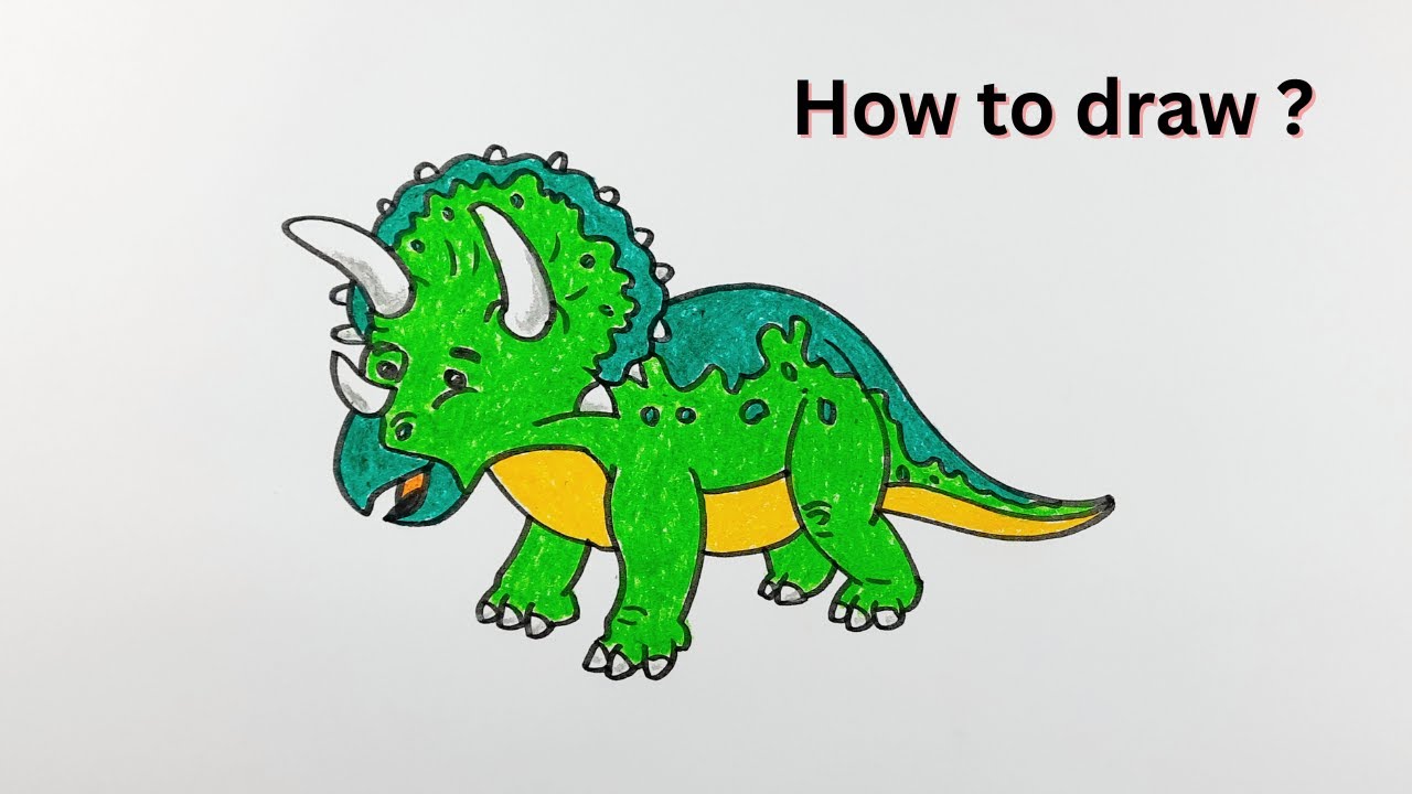 Как нарисовать трицератопса | Рисунок трицератопса | Трицератопс для начинающих | Динозавры трице...