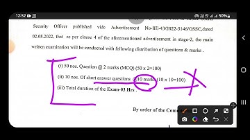 bsso mains exam notice  regarding  exam pattern / ossc bsso mains