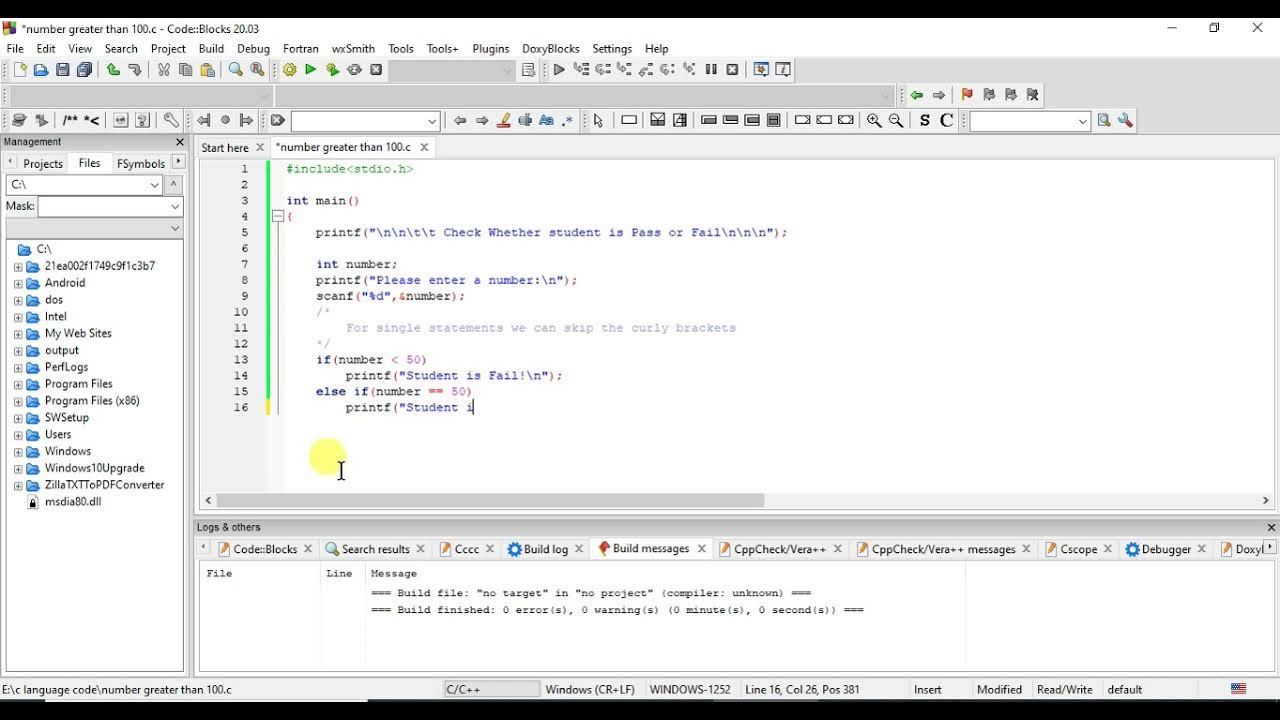Write a program to check whether student is pass or fail - YouTube