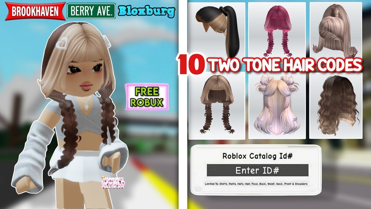 10 TWO TONE HAIR ID CODES FOR BROOKHAVEN 🏡RP, BERRY AVENUE AND ROBLOX 🤩✨  