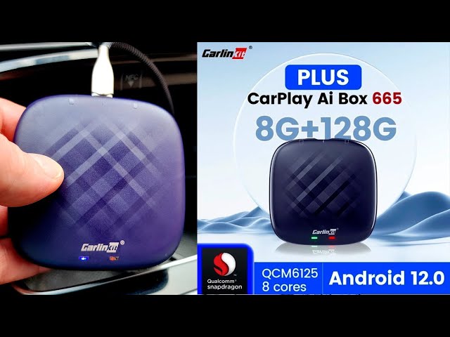 CarlinKit Android 12 CarPlay Ai Box Plus, 4 GB+64 GB, Snapdragon QCM  6125,Support Wireless CarPlay/Wireless Android Auto, Google Play Store,  Netflix