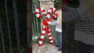 DIY GIANT LIGHT UP CANDY CANES ❤️🤍✨ #chirstmasdecor