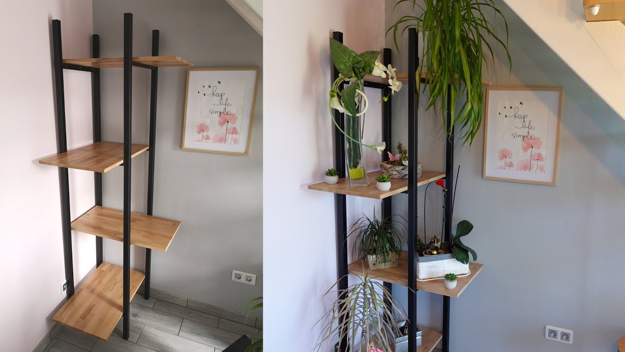 How to make a corner shelf in wood and metal for plants 