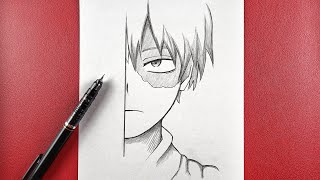 Anime Drawing | How to Draw Todoroki half face || Anime sketch step by step