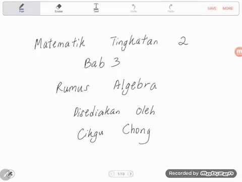 Bab 3 Matematik Tingkatan 2 Rumus Algebra Youtube