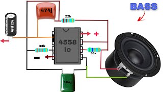 How To Make Bass Boosted Using 4558D ic || Only Bass || 4558 ic bass circuit