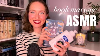 ASMR book massaging and sticky book triggers whispering lotion sounds