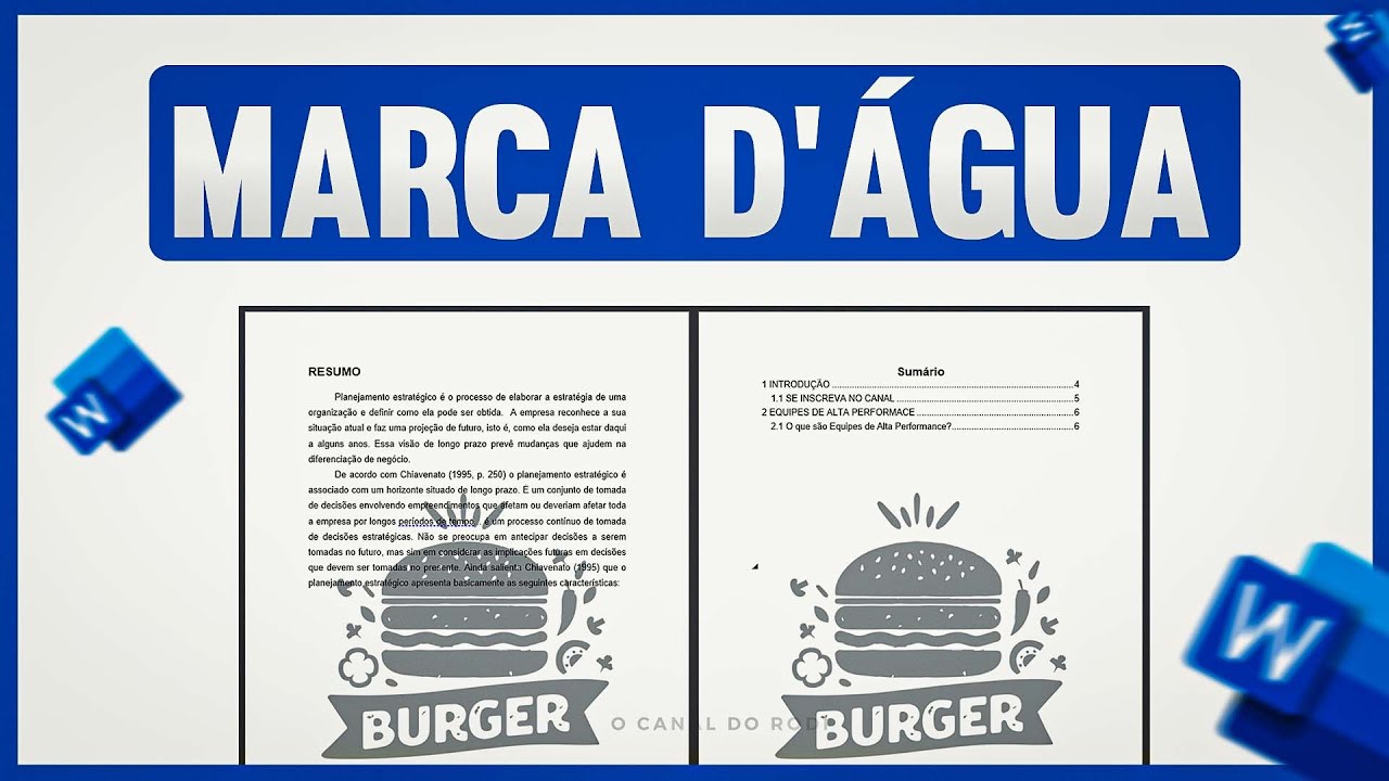 COMO COLOCAR MARCA D’ÁGUA NO WORD (Documento Word com Marca D'água ...
