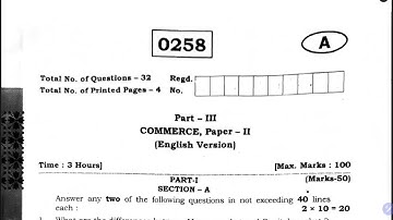 TS inter 2nd year Commerce 2023 March question paper Telangana Intermediate IPE papers