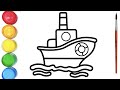 Menggambar Dan Mewarnai Kapal Untuk Anak-anak Dan Glitter☀️🌈 | Enjoy Playful Art