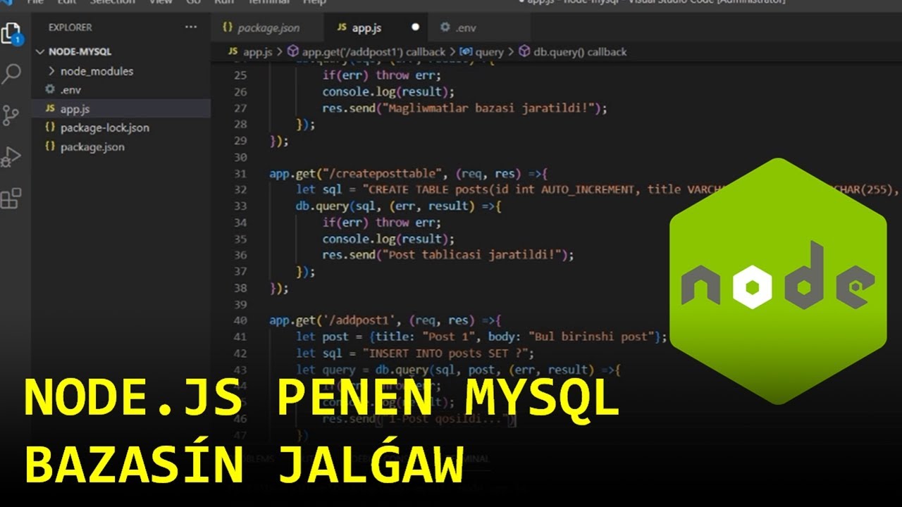 Node.js penen MySQL bazasın jalǵaw - YouTube