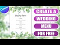 Make a Wedding Menu in Canva for free | EASY TUTORIAL