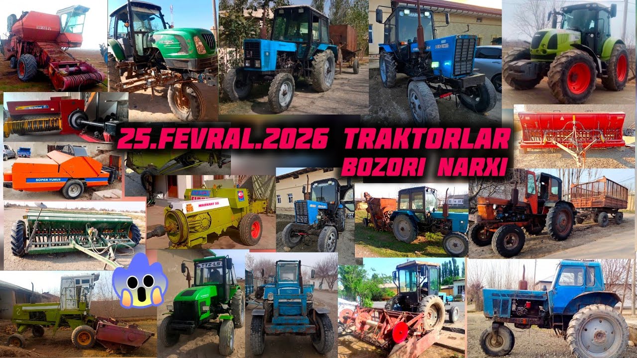 Arzon Traktor 25.Fevral.2026 Belarus Mtz Ttz Ls T28 New Holland Kombayn Claas Arzon-630 Niva Kombayn