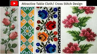 Beautiful & Attractive Cross Stitch or Table cloth design || Cross stitch Bed Sheet Design