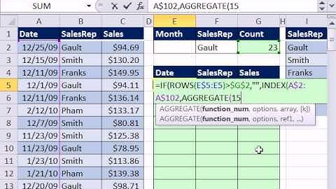 Excel 2010 Magic Trick 670: AGGREGATE Function Array Formula #4 Extract Records 1 criterion