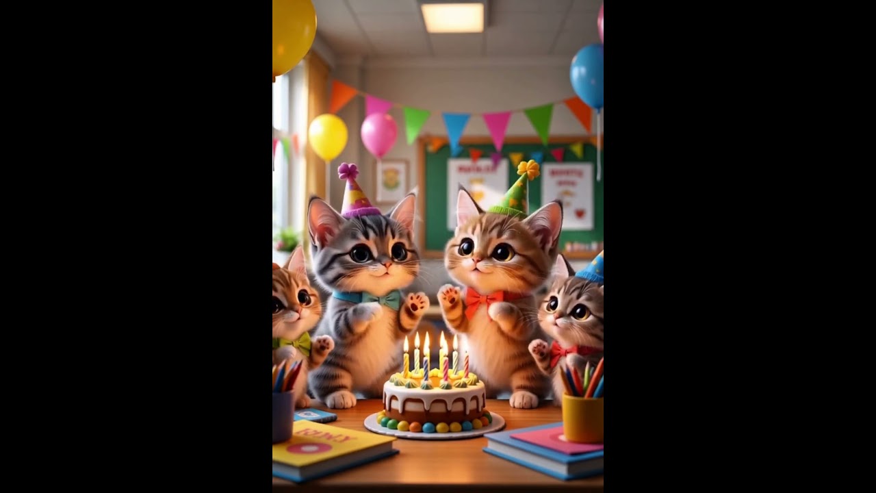 Kucing Sedang ulang tahun di sekolah 