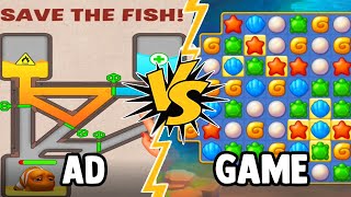 FISHDOM: AD VS Gameplay | Should YOU Download Fishdom? | Ad & Game Comparison