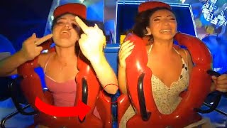 Crank Lucas, She almost got exposed on that slingshot ride #cranklucas  #slingshot #ride #woman #breast #reaction #funny