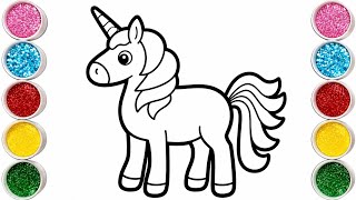 Full Rainbow Unicorn Drawing, Painting and Coloring for kids and Toddlers, Let's draw together  Update